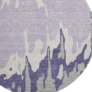 HomeRoots 8' Washable Round Rug in Purple, Ivory & Gray - Durable, UV Protected, Ideal for Busy Homes 676149