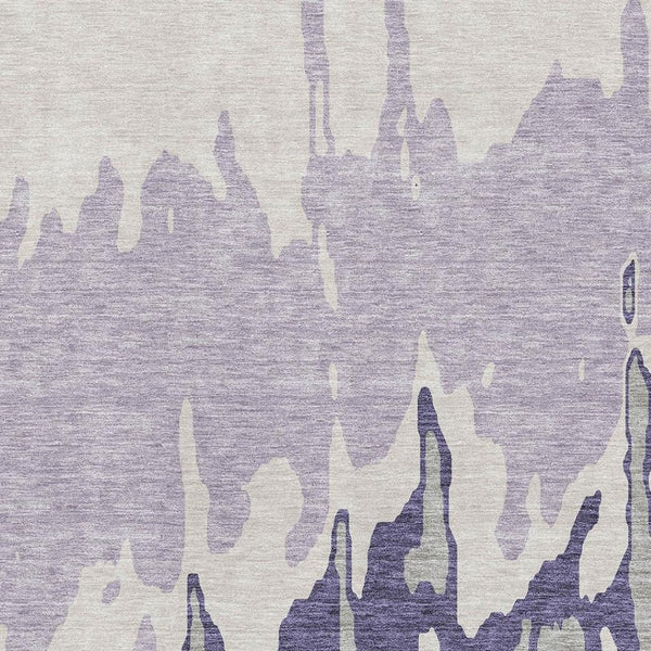 HomeRoots 8' X 10' Modern Purple, Ivory & Gray Abstract Area Rug - Washable, UV Protected, Pet-Friendly Design 676150