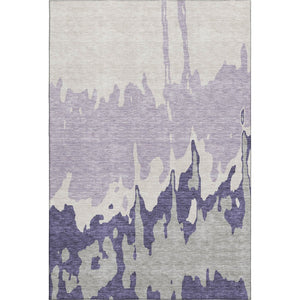 HomeRoots 9' X 12' Stylish Purple Ivory Gray Abstract Area Rug – Washable, UV-Protected, Stain-Resistant Design 676151