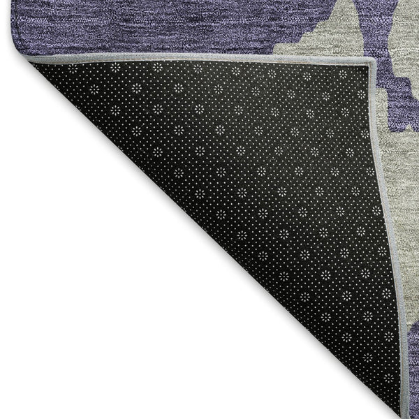 HomeRoots 9' X 12' Stylish Purple Ivory Gray Abstract Area Rug – Washable, UV-Protected, Stain-Resistant Design 676151