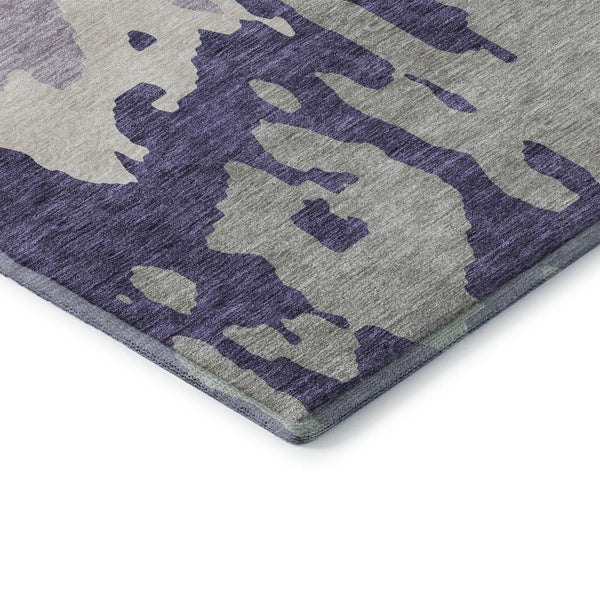 HomeRoots 9' X 12' Stylish Purple Ivory Gray Abstract Area Rug – Washable, UV-Protected, Stain-Resistant Design 676151