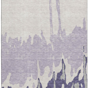 HomeRoots 9' X 12' Stylish Purple Ivory Gray Abstract Area Rug – Washable, UV-Protected, Stain-Resistant Design 676151