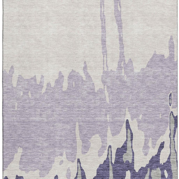 HomeRoots 9' X 12' Stylish Purple Ivory Gray Abstract Area Rug – Washable, UV-Protected, Stain-Resistant Design 676151