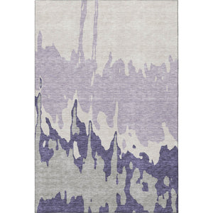HomeRoots 10' X 14' Abstract Purple Ivory Gray Washable Area Rug with UV Protection for Modern Spaces 676152