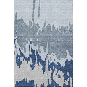 HomeRoots 5' X 8' Sky Blue & Beige Abstract Area Rug - Washable, UV-Protected, Durable for Busy Homes! 676154