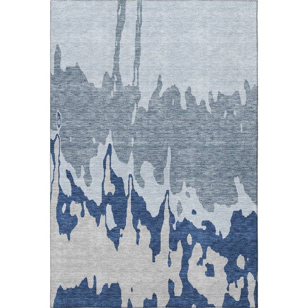 HomeRoots 5' X 8' Sky Blue & Beige Abstract Area Rug - Washable, UV-Protected, Durable for Busy Homes! 676154