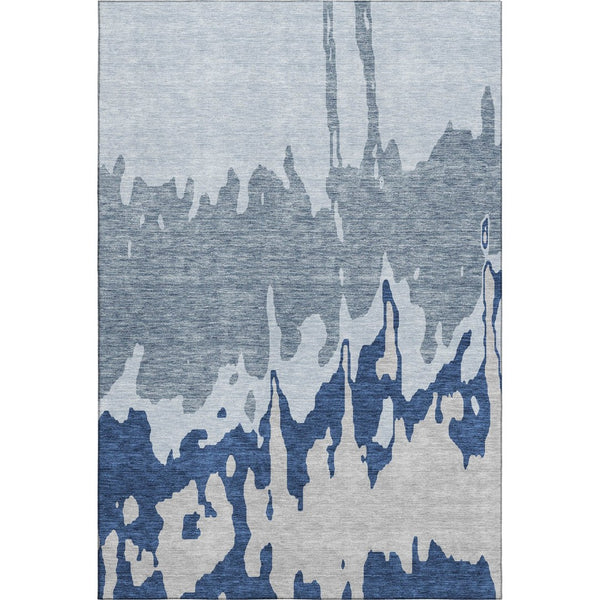 HomeRoots 8' X 10' Sky Blue and Beige Abstract Area Rug - Washable, UV-Protected, Durable for High-Traffic Spaces 676156
