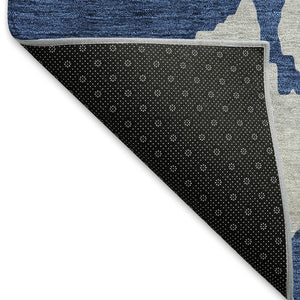 HomeRoots 8' X 10' Sky Blue and Beige Abstract Area Rug - Washable, UV-Protected, Durable for High-Traffic Spaces 676156