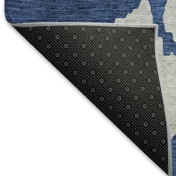 HomeRoots 8' X 10' Sky Blue and Beige Abstract Area Rug - Washable, UV-Protected, Durable for High-Traffic Spaces 676156