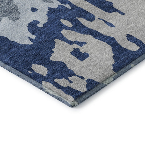 HomeRoots 8' X 10' Sky Blue and Beige Abstract Area Rug - Washable, UV-Protected, Durable for High-Traffic Spaces 676156