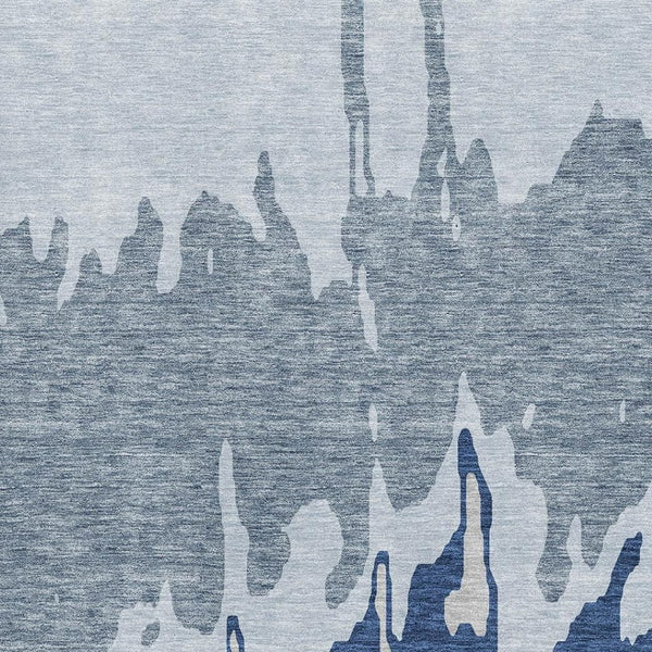 HomeRoots 8' X 10' Sky Blue and Beige Abstract Area Rug - Washable, UV-Protected, Durable for High-Traffic Spaces 676156