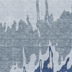 HomeRoots 9' X 12' Sky Blue and Beige Abstract Area Rug - Washable, UV Protected, Stain Resistant for Homes 676157