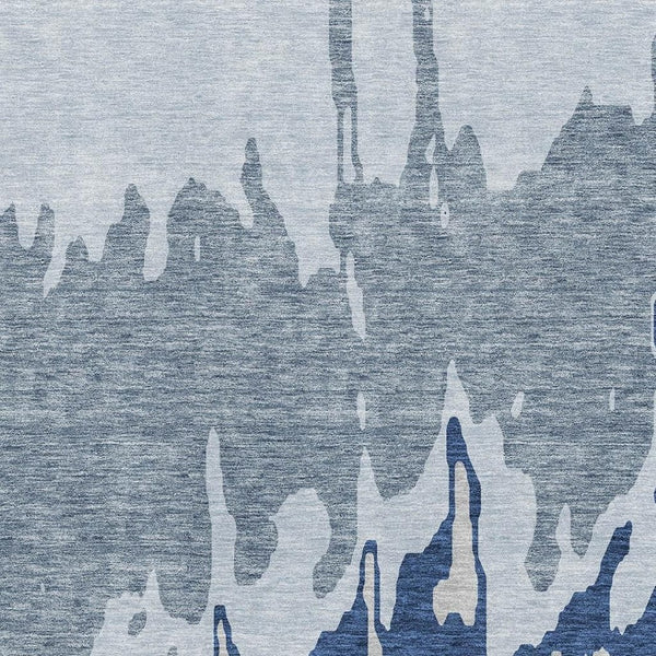 HomeRoots 9' X 12' Sky Blue and Beige Abstract Area Rug - Washable, UV Protected, Stain Resistant for Homes 676157