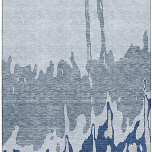 HomeRoots 9' X 12' Sky Blue and Beige Abstract Area Rug - Washable, UV Protected, Stain Resistant for Homes 676157