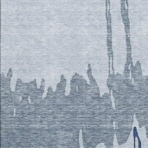 HomeRoots 10' X 14' Sky Blue Beige Abstract Area Rug - Washable, UV Protected, Stain Resistant for Homes 676158