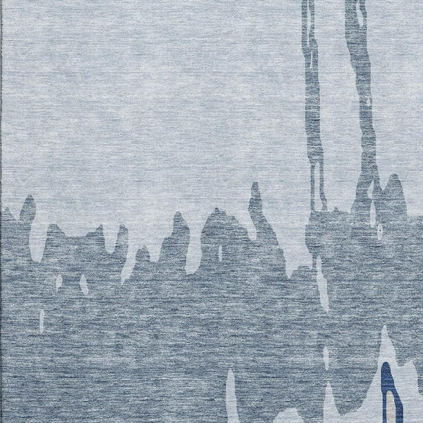 HomeRoots 10' X 14' Sky Blue Beige Abstract Area Rug - Washable, UV Protected, Stain Resistant for Homes 676158
