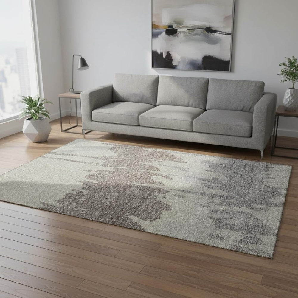 HomeRoots 5' X 8' Abstract Washable Area Rug in Taupe, Beige & Gray - UV Protected, Durable & Stylish Design 676160