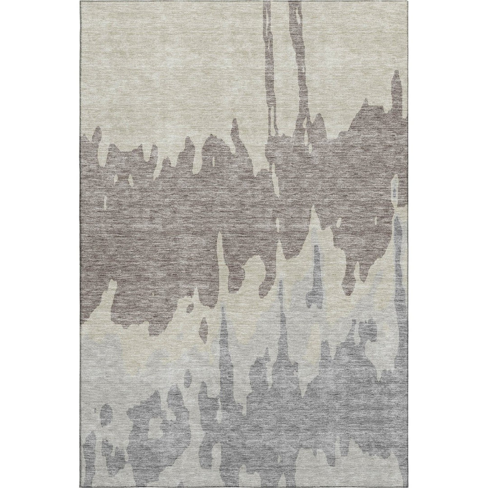 HomeRoots 5' X 8' Abstract Washable Area Rug in Taupe, Beige & Gray - UV Protected, Durable & Stylish Design 676160