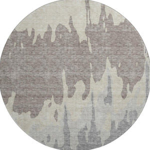 HomeRoots 8' Taupe Beige & Gray Abstract Washable Round Rug – Durable, UV-Protected & Stain-Resistant Design! 676161