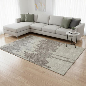 HomeRoots 8' X 10' Abstract Taupe Beige & Gray Area Rug - Durable, Washable, UV Protected for Family Spaces 676162