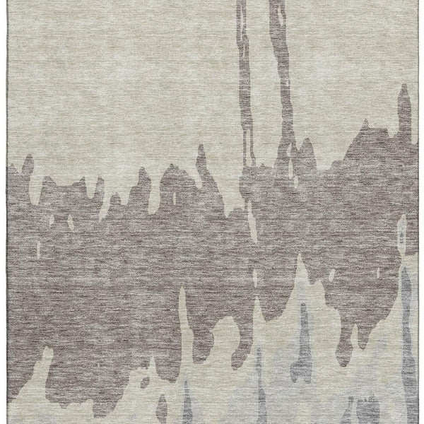 HomeRoots 8' X 10' Abstract Taupe Beige & Gray Area Rug - Durable, Washable, UV Protected for Family Spaces 676162