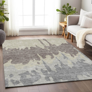 HomeRoots 10' X 14' Oversized Taupe Beige & Gray Abstract Area Rug - Washable, Stain-Resistant, UV Protected 676164