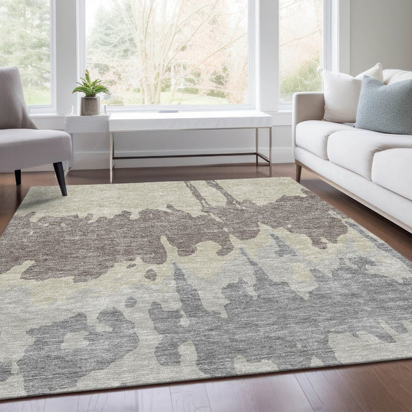 HomeRoots 10' X 14' Oversized Taupe Beige & Gray Abstract Area Rug - Washable, Stain-Resistant, UV Protected 676164