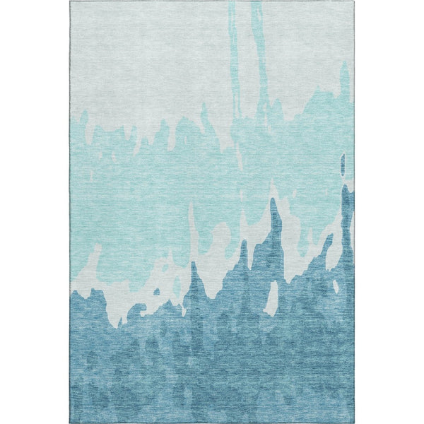 HomeRoots 9' X 12' Teal and Ivory Abstract Washable Area Rug - Durable, Stylish, Stain-Resistant for Homes 676169