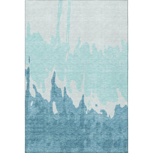 HomeRoots 9' X 12' Teal and Ivory Abstract Washable Area Rug - Durable, Stylish, Stain-Resistant for Homes 676169