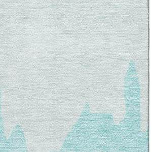 HomeRoots 10' Teal and Ivory Abstract Washable Area Rug - UV Protected, Easy-Care Design for Busy Homes! 676170