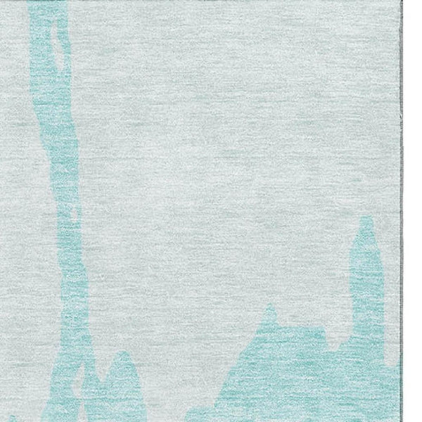 HomeRoots 10' Teal and Ivory Abstract Washable Area Rug - UV Protected, Easy-Care Design for Busy Homes! 676170