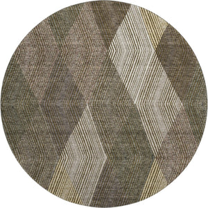 HomeRoots 8' Modern Washable Round Rug in Brown, Beige & Gray - UV Protected, Stain Resistant, Perfect for Homes 676173