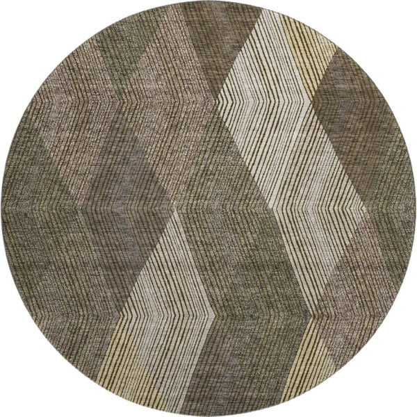 HomeRoots 8' Modern Washable Round Rug in Brown, Beige & Gray - UV Protected, Stain Resistant, Perfect for Homes 676173