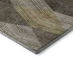 HomeRoots 8' Modern Washable Round Rug in Brown, Beige & Gray - UV Protected, Stain Resistant, Perfect for Homes 676173
