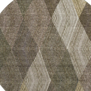 HomeRoots 8' Modern Washable Round Rug in Brown, Beige & Gray - UV Protected, Stain Resistant, Perfect for Homes 676173