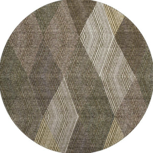 HomeRoots 8' Modern Washable Round Rug in Brown, Beige & Gray - UV Protected, Stain Resistant, Perfect for Homes 676173