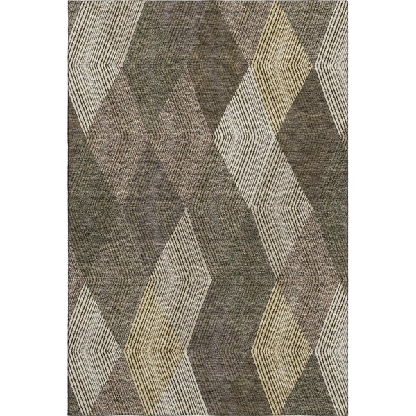 HomeRoots 10' Geometric Area Rug in Brown, Beige & Gray – Washable, Durable, UV-Protected for Homes with Kids 676176