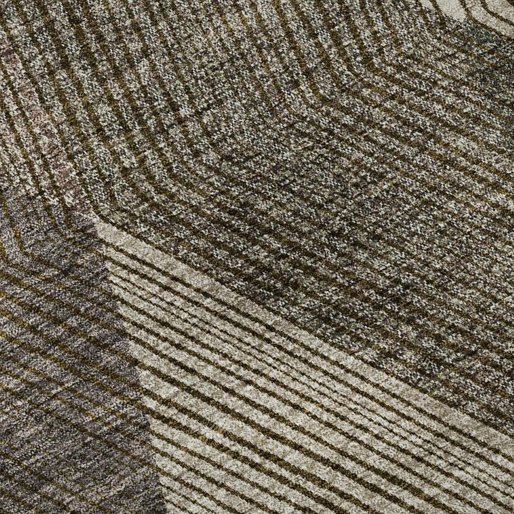HomeRoots 10' Geometric Area Rug in Brown, Beige & Gray – Washable, Durable, UV-Protected for Homes with Kids 676176