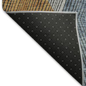 HomeRoots 10' Gray Blue & Gold Geometric Washable Area Rug - UV Protection, Stain Resistant, Stylish Durability 676182