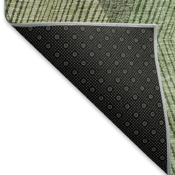 HomeRoots 9' X 12' Washable Geometric Area Rug in Green, Gray & Sage - UV Resistant, Stain-Proof, Soft Design 676187