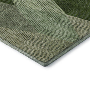 HomeRoots 9' X 12' Washable Geometric Area Rug in Green, Gray & Sage - UV Resistant, Stain-Proof, Soft Design 676187