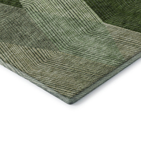 HomeRoots 9' X 12' Washable Geometric Area Rug in Green, Gray & Sage - UV Resistant, Stain-Proof, Soft Design 676187