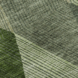 HomeRoots 9' X 12' Washable Geometric Area Rug in Green, Gray & Sage - UV Resistant, Stain-Proof, Soft Design 676187