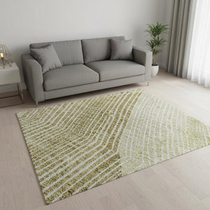 HomeRoots 5' X 8' Ivory Beige Tan Geometric Washable Area Rug - Stylish, Durable, UV Protected for Any Room! 676190