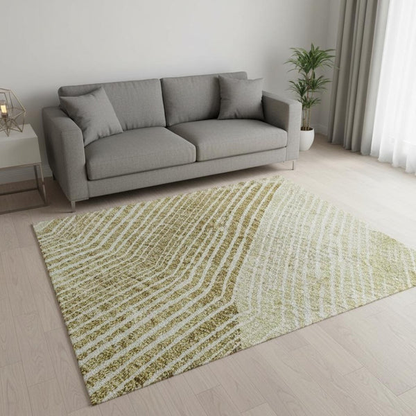 HomeRoots 5' X 8' Ivory Beige Tan Geometric Washable Area Rug - Stylish, Durable, UV Protected for Any Room! 676190