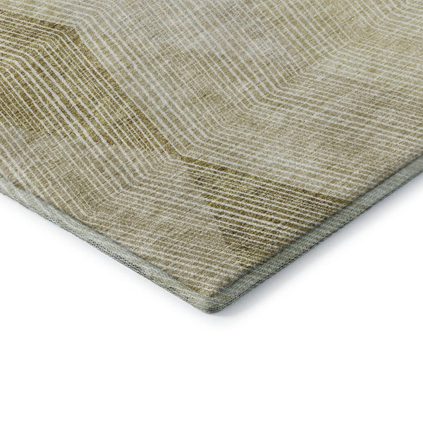 HomeRoots 5' X 8' Ivory Beige Tan Geometric Washable Area Rug - Stylish, Durable, UV Protected for Any Room! 676190