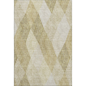 HomeRoots 8' X 10' Elegant Ivory Beige Tan Geometric Area Rug – Washable, UV-Protected, Stain-Resistant Design 676192