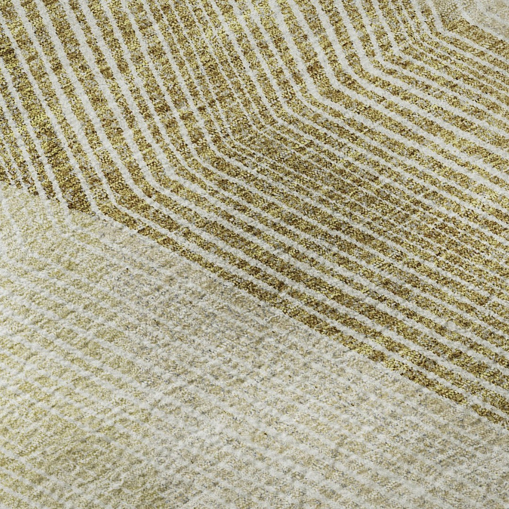 HomeRoots 9' X 12' Luxurious Geometric Area Rug in Ivory, Beige & Tan - Durable, Washable, UV-Protected Design 676193