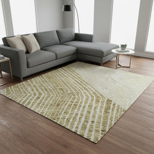 HomeRoots 10' X 14' Ivory Beige Geometric Area Rug - Washable, UV Protected, Stylish & Durable for Modern Homes 676194
