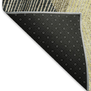 HomeRoots 5' X 8' Modern Geometric Area Rug in Coffee, Gold, and Taupe - Washable, UV Protected & Stain Resistant 676196